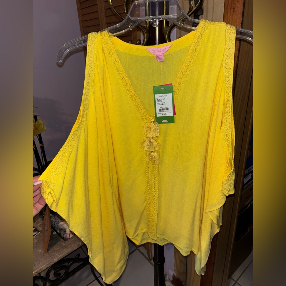 Lilly Pulitzer Yellow Cold Shoulder Top
